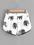 Elephant Print Ringer Shorts