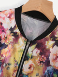 Contrast Ribbed Trim Florals Jacket