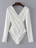 Surplice V Neckline Ribbed Bodysuit