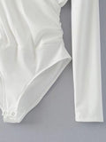 Surplice V Neckline Ribbed Bodysuit