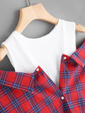 Open Shoulder Check 2 In 1 Shirt