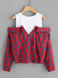 Open Shoulder Check 2 In 1 Shirt