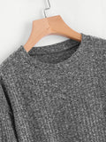 Drop Shoulder Ribbed Sweater
