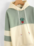 Cactus Embroidered Color Block Hoodie