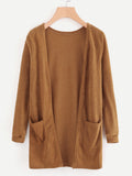 Open Front Cardigan With Pockets