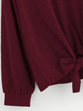 Drop Shoulder Knot Front Marled Sweatshirt