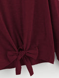 Drop Shoulder Knot Front Marled Sweatshirt