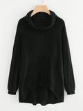 High Neck Dip Hem Knit Sweater