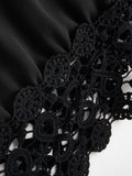 Hollow Out Crochet Insert Frill Top