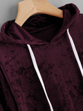 Velvet Drawstring Crop Hoodie