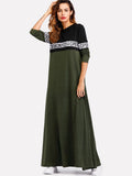Two Tone Letter Print Full Length Dress