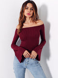 Bell Sleeve Off Shoulder Ribbed Tee
