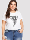 Plus Ornate Elephant Print Tee