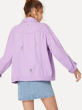 Ripped Drop Shoulder Denim Jacket