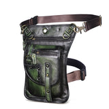 Crazy Horse Leather Design Men Small Messenger Mochila Bag Fashion Travel Belt Fanny Waist Pack Drop Leg Bag Tablet Pouch 2141
