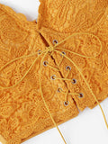 Lace Up Front Crop Cami Top
