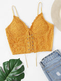 Lace Up Front Crop Cami Top