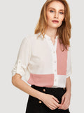 Button Through Cut And Sew Shirt