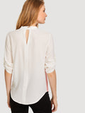 Button Through Cut And Sew Shirt