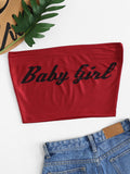 Slogan Print Crop Tube Top