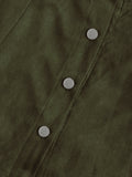 Scallop Hem Single Breasted Suede Skirt