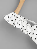 Twist Front Frill Trim Polka Dot Top