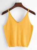 V Neckline Knit Cami Top