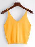 V Neckline Knit Cami Top