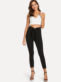 Frill Belted Solid Pants