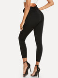 Frill Belted Solid Pants