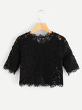 Hollow Out Eyelash Lace Crop Top