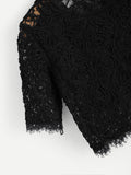 Hollow Out Eyelash Lace Crop Top