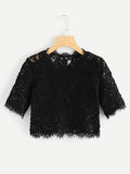 Hollow Out Eyelash Lace Crop Top