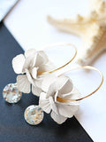 Floral & Rhinestone Hoop Earrings