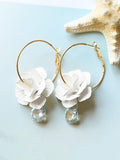 Floral & Rhinestone Hoop Earrings