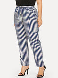 Plus Knot Front Striped Pants