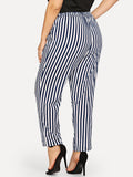 Plus Knot Front Striped Pants
