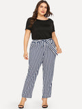 Plus Knot Front Striped Pants