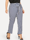 Plus Knot Front Striped Pants