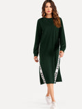 Letter Print Side Split Sweatshirt Dress