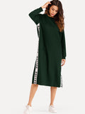 Letter Print Side Split Sweatshirt Dress