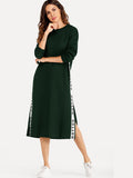 Letter Print Side Split Sweatshirt Dress
