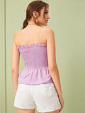 Frill Trim Shirred Tube Top
