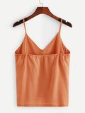 Solid Button Detail Chiffon Cami Top