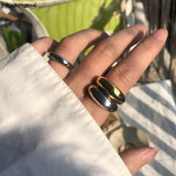 HUANZHI Gold Statement Dome Ring for Women Big Large Open Finger Ring
