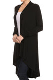 Bamboo Solid Color Open Front Cardigan