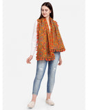 Women's Mono Orange Woollen Embroidered khadi Muffler or Stole