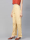 Women's Yellow Cotton Embroidered Ethnic Pants