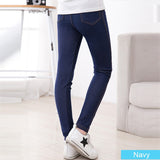 SheeCute New Spring Summer Fashion Girls Pencil Knit Imitation Denim Fabric Jeans