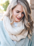 Ivory Grid Design Infinity Scarf